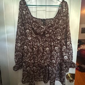 Floral Brown Women's Dress